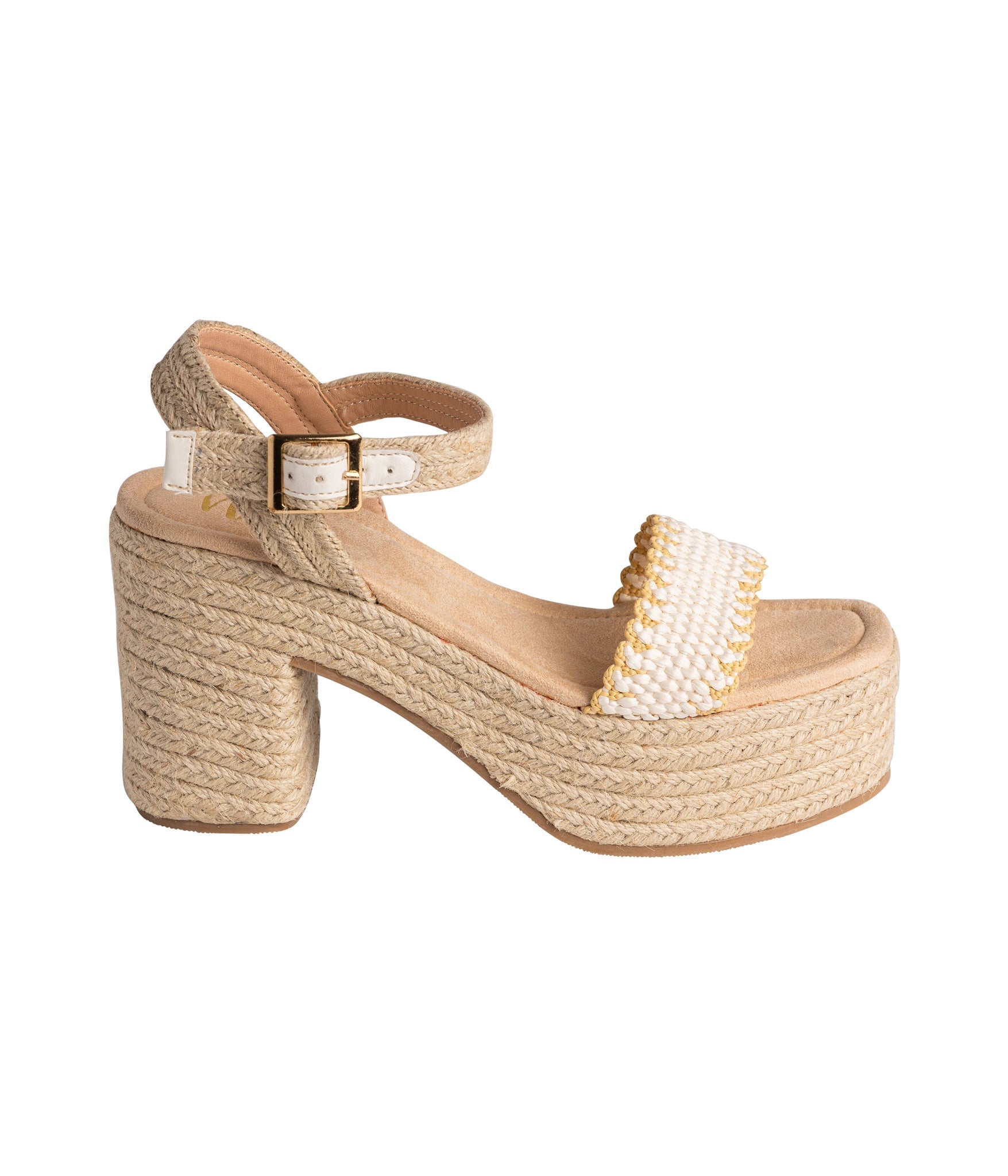 Elise Platform Sandals Off White Ankle Strap 3.5 Inch Heel Naughty Monkey